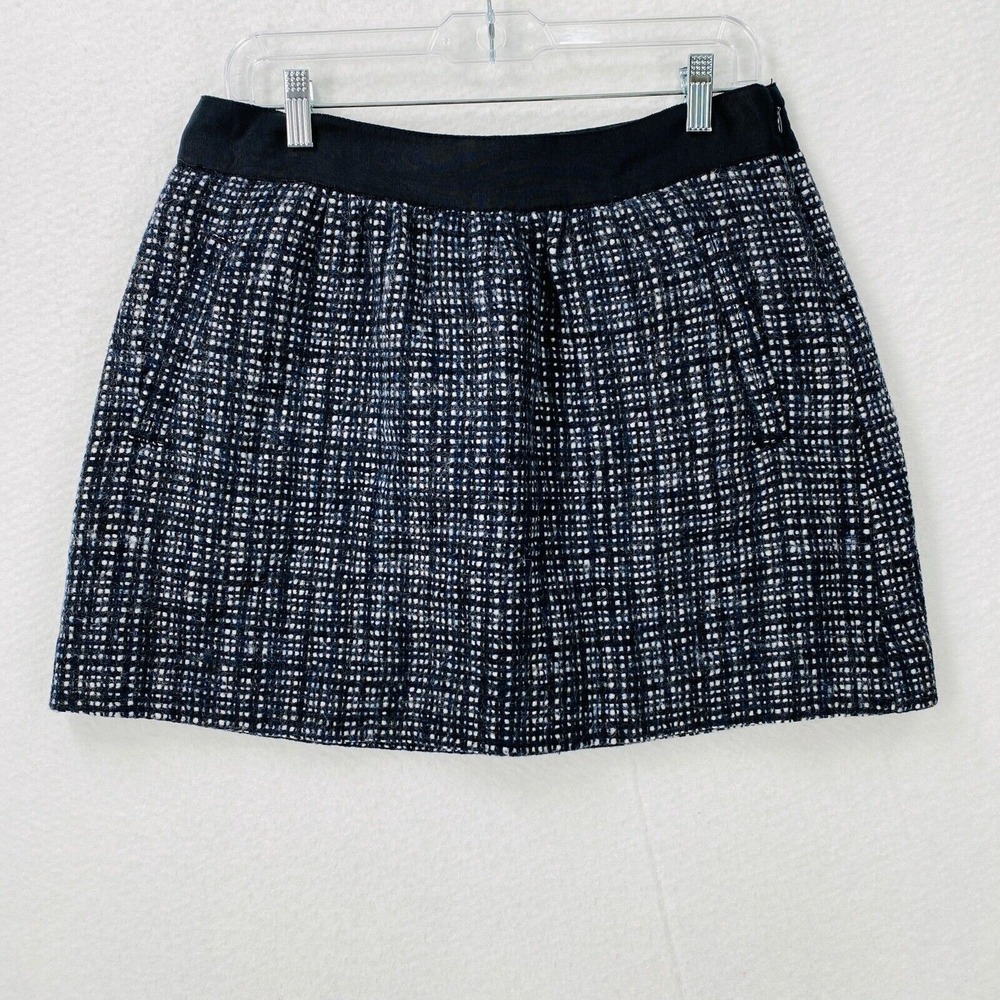 J.Crew Skirt Womens 8 Blue Tweed Wool Blend Mini Skirt Preppy Old Money Style